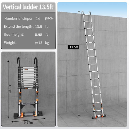 Telescoping Ladder,with Stable Hook and stabilizer barand,Extension Ladder, Heavy Duty 330lbs Max Capacity, Multi-Purpose Collapsible Ladder for RV or Outdoor Work (19.5FT/5.9M) - size: 19.5FT/5.9M