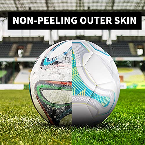 SHOKE Soccer Ball Size 5 Official Size Soccer Ball Thermal Bonded Training Slip Resistant - color: Green(inflated not full )