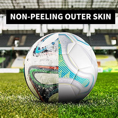 SHOKE Soccer Ball Size 5 Official Size Soccer Ball Thermal Bonded Training Slip Resistant - color: Green(inflated not full )