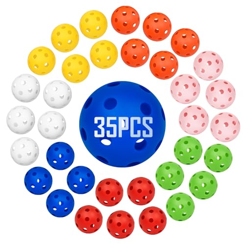 35 Pack Practice Golf Balls Limited Flight Plastic Golf Balls 42mm Practice Golf Balls for Backyard Golf Training Balls for Swing Practice, Airflow Hollow (Multiple Colors) - color: Multiple