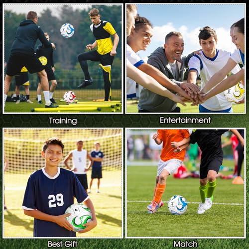Lenwen 12 Pcs Soccer Balls with Pump Bulk Official Size 5 4 3 Kids Teens Adult Indoor Outdoor Sports Soccer Gift for Play Training Gift Party Back to School - size: Size 4, style: Vibrant Style