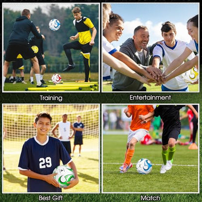 Lenwen 12 Pcs Soccer Balls with Pump Bulk Official Size 5 4 3 Kids Teens Adult Indoor Outdoor Sports Soccer Gift for Play Training Gift Party Back to School - size: Size 4, style: Vibrant Style