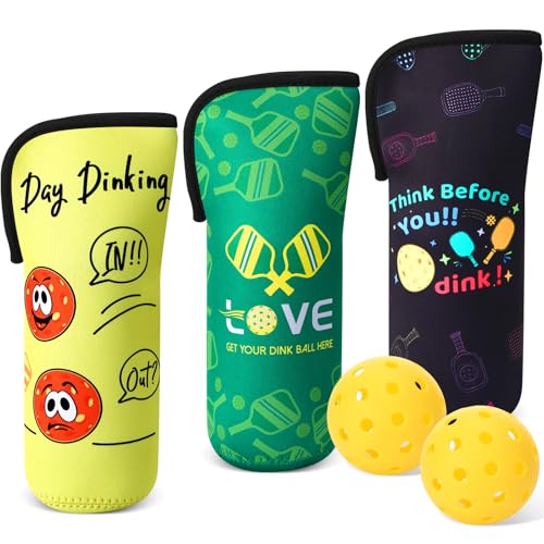 3 Pcs Pickleball Ball Holder Portable Pickleball Bags Funny Tennis Storage Bags with Hook for Hanging Neoprene Pickle Ball Accessories Gifts for Men Women