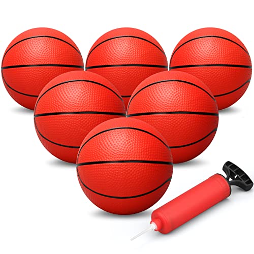 Dilabnba 6'' Mini Replacement Basketballs for Indoor Basketball Hoop, Kids Adults Red Soft Rubber Ball for Coutyard Pool Beach Over Door Basketball Hoop, 6PCS Toddler Child Small Balls with Air Pump - color: red