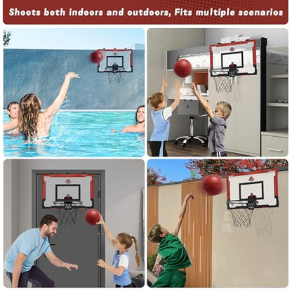 24 X 16 Inch Large Indoor Basketball Hoop for Kids Teens Adults, Over The Door Basketball Hoops with Electronic Scoreboard, Basketball Toys Birthday Gifts for Boys Girls