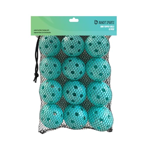 Bandit Sports Mini Popper Plastic Baseballs, Made of Impact-Resistant and Rebounding Material, Perfect Practice Baseballs & Hitting Ball Training - size: 12 count