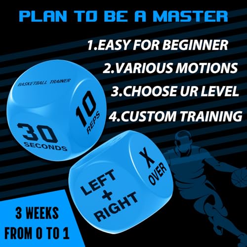 Basketball Dribble Skills Dice Set - Training Equipment - Basketball Gift for Boys.Dribble Skills Training for Beginner and Party Favors - color: Blue