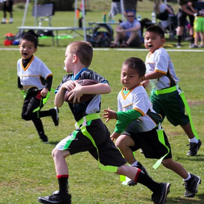 Peryiter 2/12/24/36 Player Flag Football Belt, Adjustable Football Belts and Flags for Kids Youth Adult Sport Team Training - color: Fluorescent Green