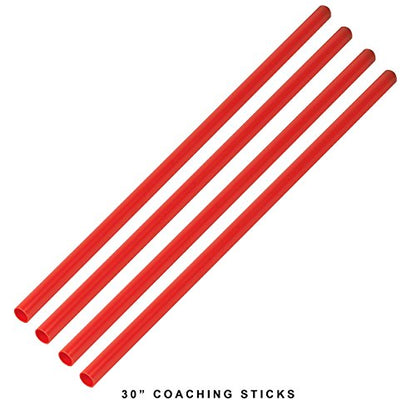 Coaching Combo Sticks Set – 4 Training Poles with 4 Weighted Rubber Bases, 30” Modular Poles, Converts to 5FT Coaching Sticks or Corner Flags – For Soccer Training, Turf, Grass & Indoor Use