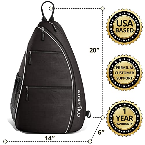 Athletico Sling Bag - Crossbody Backpack for Pickleball, Tennis, Racketball, and Travel for Men and Women - color: Black