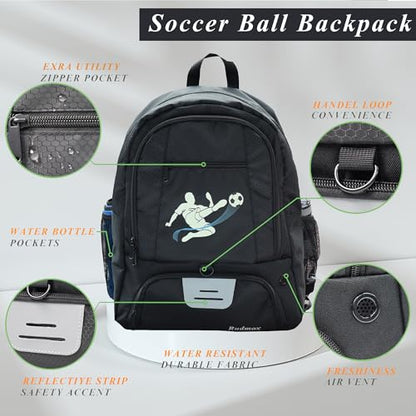 Soccer Ball Bag-Backpack for Basketball,Volleyball with Cleat Shoes and Ball Compartment for Sports Team,Trainning - color: Black New