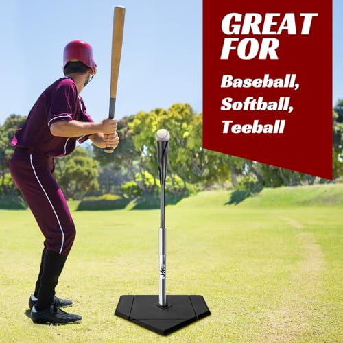 JASCOPRO Portable Baseball Batting Tee, Height Adjustable from 25-37 inch Hitting Tee for Baseball and Softball,Premium Baseball Tee with Rubber Top,Alumium Pole,Metal Base for Kids/Youths/Adults