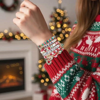 OHOME Stocking Stuffers - 6 Pack Bracelets for Teen Girls Women | Christmas Gifts for Teens Men Adults - Christmas Decorations Accessories Shirts Outfits | Xmas Sweater Dresses for Girls 2025 - style: Christmas