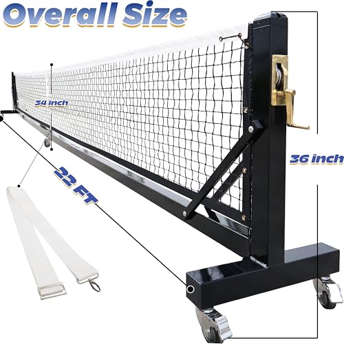 Seliyoo Pro Portable Pickleball Net System Portable Pickleball Net Outdoor,Heavy Duty Premium-Grade Brass Winder 22 FT Regulation Size Pickleball Court Equipment Indoor or Outdoors