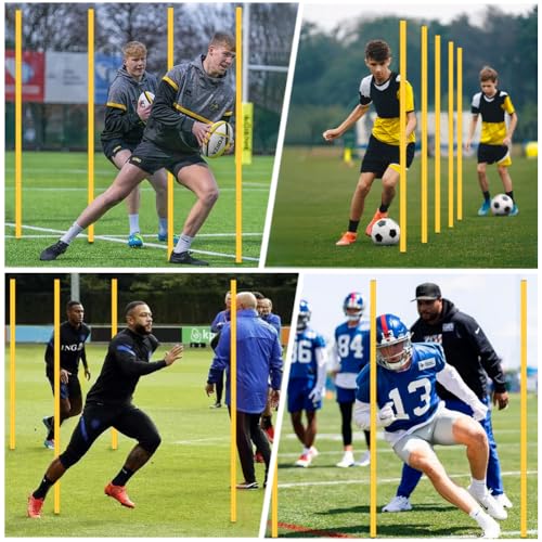 Agility Training Set with 3 Adjustable Speed Hurdles, 6 Poles, 1 Ladder, 12 Soccer Cones and Jump Rope, Footwork and Coordination Equipment for Soccer, Football, Basketball, Youth and Adults
