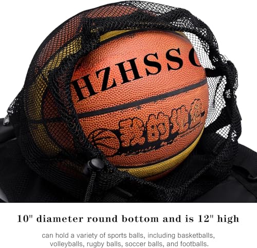 Single Mesh Ball Bag with Zipper Pocket - Fits All Kinds of Backpacks, Carries Basketball, Football and Volleyball