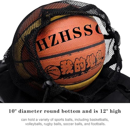 Single Mesh Ball Bag with Zipper Pocket - Fits All Kinds of Backpacks, Carries Basketball, Football and Volleyball
