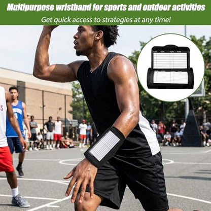 Football Play Wristbands with Playbook Cards, Clear PVC Windows Elastic Wristband Adult and Youth Quarterback Gear for Flag Football Baseball Softball
