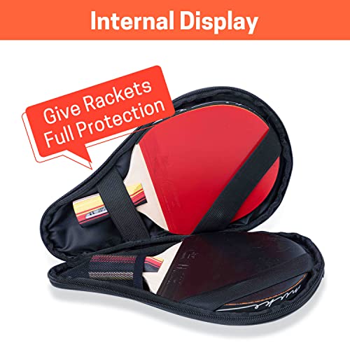 VISEMAN Table Tennis Racket Cover, Ping Pong Paddle Case, Portable Waterproof Table Tennis Bat Bag to Hold 2 Paddles 5 Balls - color: Orange