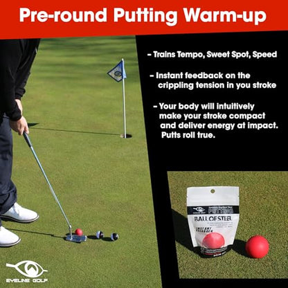 EyeLine Golf Weighted Heavy Putting Ball of Steel, Silicon Padding, Instant Feedback, Training Aid, 5X Weight of Standard Ball, Hitting The Sweet Spot, Consistent Improvement