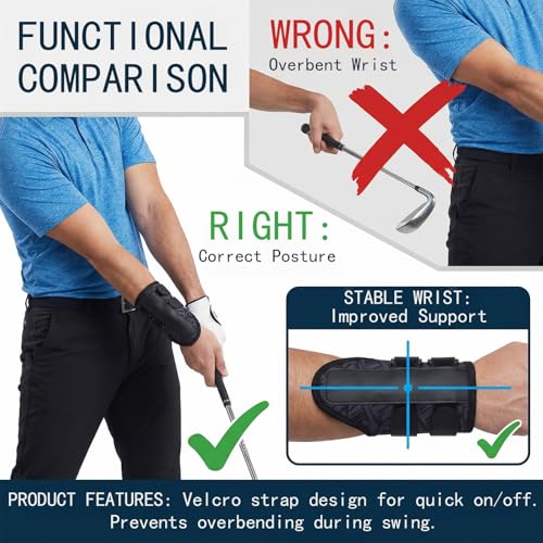 1-Pack Golf Wrist Brace - Neoprene Golf Wrist Training Aid - Comfort Golf Swing Training Aid - Hand Gesture Practice Tool for Golf Beginners - Golf Swing Trainer for Proper Wrist Alignment