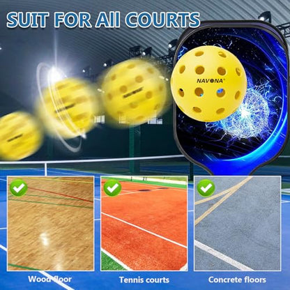 Navona 48 Pack Premium 40-Holes Outdoor Pickleball Balls, Meet USAPA Official Requirement, Perfectly Balanced, High Bounce True Flight, Durable Outdoor Pickleball Set - style: Pickleballs-Y-48 pack