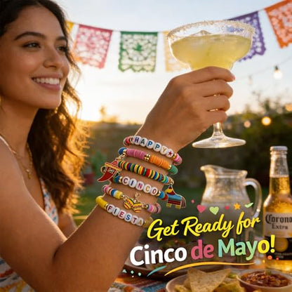 OHOME Cinco De Mayo Shirts for Women - 6 Pack Mexican Bracelets for Men | Fiesta Party Decorations Favors Supplies for Taco | Cinco De Mayo Outfit Dresses Accessories - style: Cinco de Mayo
