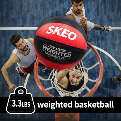 SKEO Weighted Basketball, 2.2/3/3.3LBS 28.5"/29.5" Trainer Heavy Basketballs Made of Composite, Indoor Outdoor Training Ball for Improving Handling Dribbling Rebounding - size: Size 7 Adult & Pro -3.3LBS/1.5KG