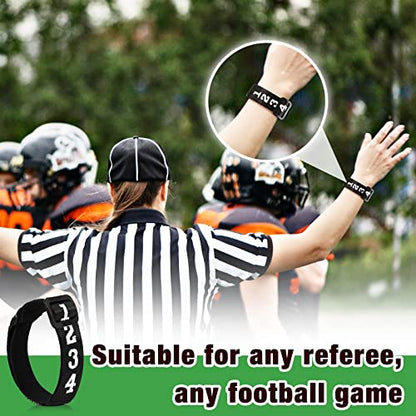 Taiyin 3 Pcs Football Referee Gear Official Football Numbered Wrist Down Indicator Sliding Side Clip Umpire Indicator Hook and Loop Umpire Football Referee Gear Wristband Referee Accessories, Black