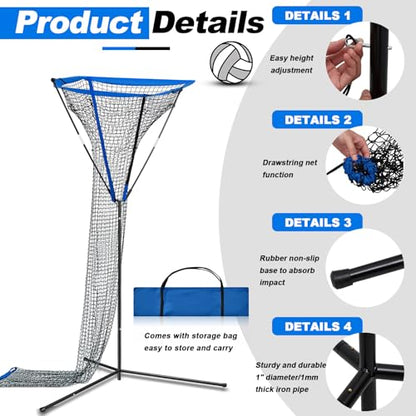 Meooeck 3 x 3 ft Volleyball Setter Trainer Net Volleyball Training Equipment Adjustable Angle, Ideal for Serving, Spiking, Setting, Suitable for Both Indoor and Outdoor Training Sessions