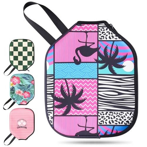 Pickleball Paddle Cover, Neoprene Racket Sleeve with Zipper, 11.8" * 9.05" Soft & Durable Pickleball Paddle Protection Cover 1Pc & 2 Pcs - color: Hawaii 1 Pc