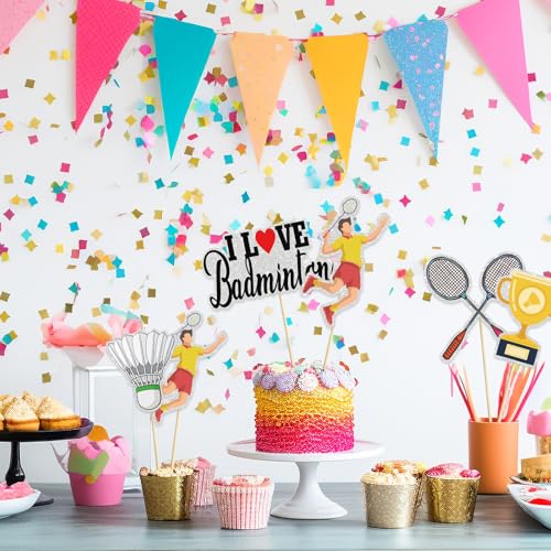 Badminton Table Centerpiece Stick, Badminton Themed Birthday Party Decorations, Trophy-Racket-Medals Set of 15 - color: Ilb