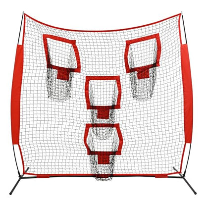 7x7ft Football Throwing Net with 4 Target Pockets – Football Training Net for Accuracy Improvement, Portable Quarterback Practice Equipment for Outdoor Use