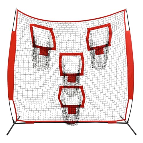 7 x 7ft Football Trainer Throwing Net Quarterback Training Equipment with 4 Target Pockets, Training Throwing Target Practice Football Practice Throwing Passing Accuracy Trainer