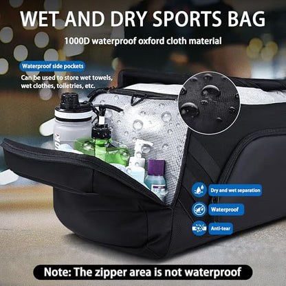 WOLFILIST Men's 58L Large Gym Duffel Bag, Oversized Sports Duffle Bag with Shoe Compartment, Water Resistant Travel Weekender Bag for Gym, Travel, Camping