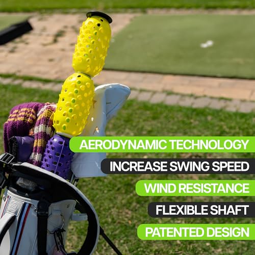 Aero Whip Shaft Tempo and Speed Golf Trainer, Flexible Shaft for Golf Training Aid, Great Golf Warm Up Tool, Swing Speed Air Resistance Training, Gain Up to 30 Yards On Your Drive - color: Black and Purple