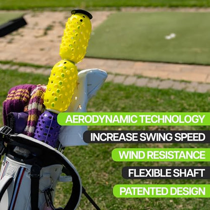 Aero Whip Shaft Tempo and Speed Golf Trainer, Flexible Shaft for Golf Training Aid, Great Golf Warm Up Tool, Swing Speed Air Resistance Training, Gain Up to 30 Yards On Your Drive - color: Black and Purple