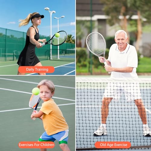 ALLOMN Solo Tennis Trainer Rebound with 3 String Balls, Solo Practice Rebound Ball for Adults, Portable Tennis Training Equipment for Beginners Sport Exercise, Tennis Rebounder Kit.