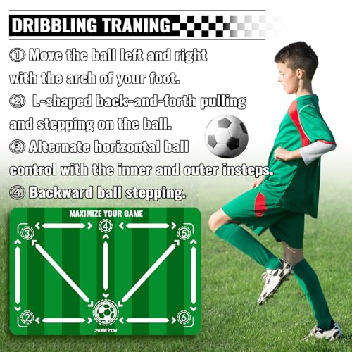 Soccer Training Equipment,Soccer Training Mat Improve Strength,Agility and Coordination,Anti-Slip Silent Absorption Soccer Footwork Training Mat,Soccer Trainer for Indoor/Outdoor Drills - style: Training Set 35*23 IN - C