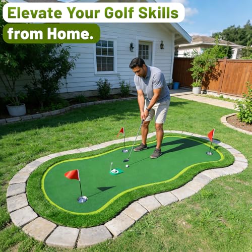 Bearwill Golf Putting Green,5ft x 10ft Golf Practice Putting Mat,Professional Large Golf Training Mat for Indoor Outdoor Garage Backyard