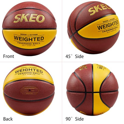 SKEO Weighted Basketball, 2.2/3/3.3LBS 28.5"/29.5" Trainer Heavy Basketballs Made of Composite, Indoor Outdoor Training Ball for Improving Handling Dribbling Rebounding - size: Size 7 Adult -3LBS/1.3KG