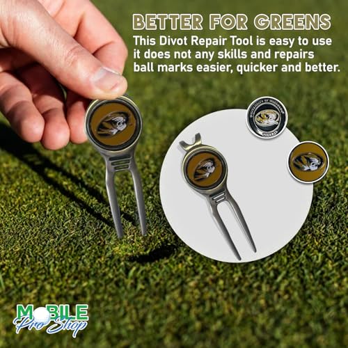 Divot Repair Tool Removable Magnetic Ball Marker-Best Divot Fixer - style: MISSOURI TIGERS