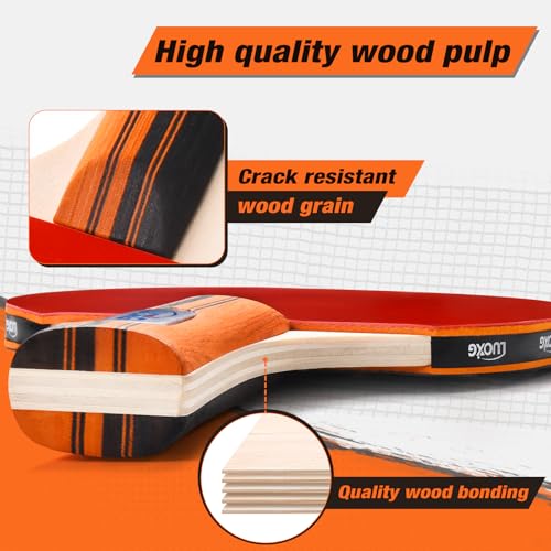 Ping Pong Paddles Set of 4, Ping Pong Paddles and Balls, Table Tennis Rackets Set Suitable for Indoor and Outdoor Games, Family Games