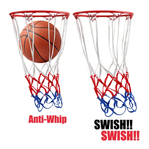 2 Pack 8 Loop Mini Basketball Net Replacement,Heavy-Duty Nylon Little Small Basketball Net with Vibrant Color,All Weather Anti Whip for Indoor Door/Room Walls 8"-10.25" Hoop