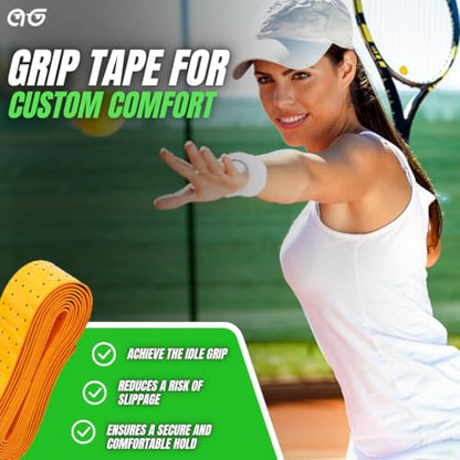 2 Player Lightweight Tennis Racket Training Set - 27-inch Adult Recreational Rackets for Men, Women, and Youth - Two-Color Variety Pack with Enhanced Grip Tape and Carry Bag for Easy Transport