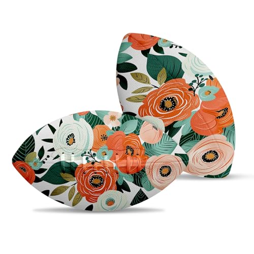 American Football, Official Size 11.9 x 7.3 Inch, Premium Composite Leather High-Grip Ball with Pro-Style Lacing, Unique Prints for Training, Games & Gifts - color: Art Watercolor Flowers