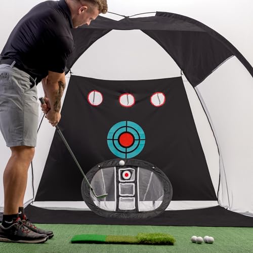Golf Hitting Net,Chipping Net,Tri-Turf Mat,Golf Hitting Aid,10x7FT Practice Net for Backyard Driving,Chipping Training,Target Mat Balls for Indoor Outdoor use,Gifts for Men Dad Him Golfer