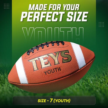 Game Football - Premium Composite Leather & Enhanced Grip (Sizes -Peewee, Junior, Youth, Official) - size: Youth