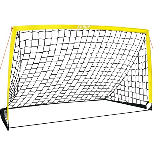 5×3 6x4 9x5 FT Portable Kids Soccer Goal for Backyard, Foldable Soccer Practice Net with Carrying Bag for Toddler Youth Adult Pop Up Soccer Training Equipment Indoor and Outdoor Sports Game - color: Yellow, style: 9x5FT
