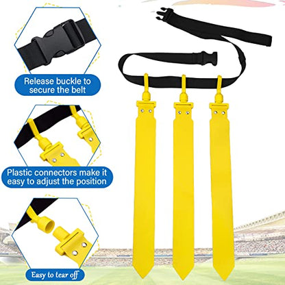 Junkin 6/8/10 Players Flag Football Sets Adjustable Football Belts and Flags for Youths Teens Kids Adults Players Sports Team - color: Yellow